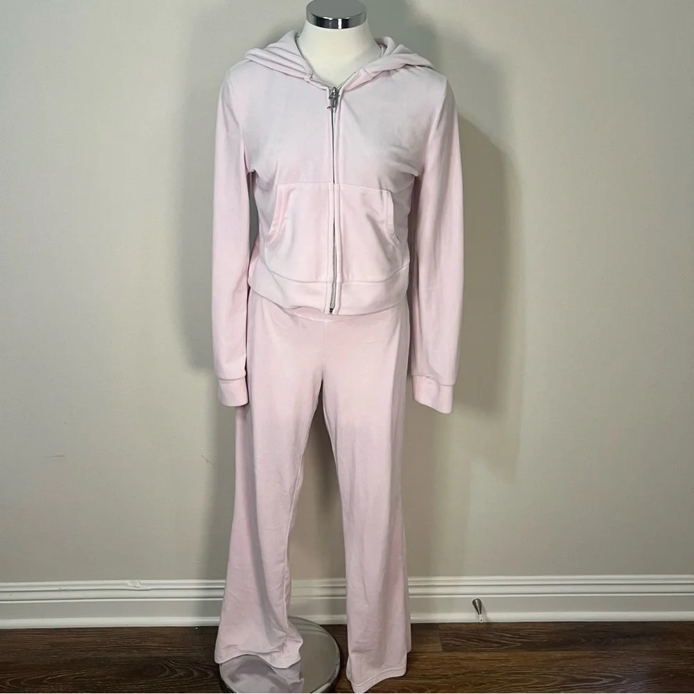Juicy Couture x Aeropostale Baby Pink Velour Tracksuit Set Y2K Women’s Size M